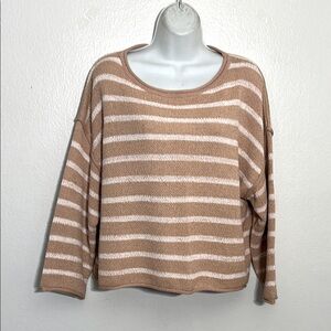 Striped Tan and Cream Women's Sweater